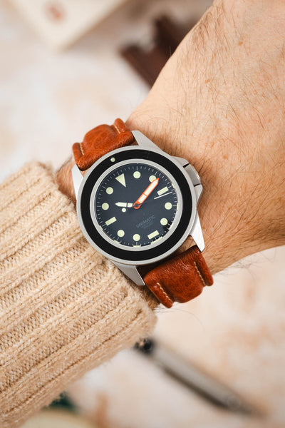 Di-Modell POLO SHERPA Waterproof Padded Leather Watch Strap in GOLD BROWN