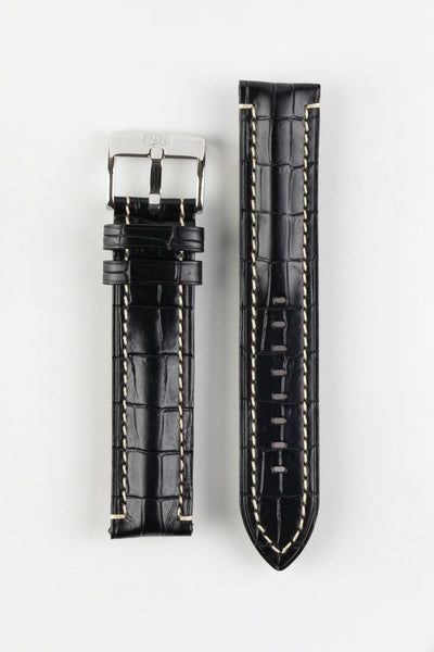 Di-Modell BALI CHRONO Alligator-Embossed Padded Watch Strap in BLACK
