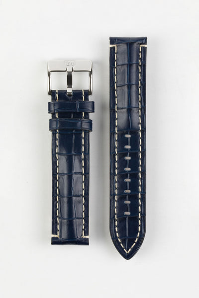 Di-Modell BALI CHRONO Alligator-Embossed Padded Watch Strap in BLUE