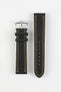 Di-Modell COLORADO Rubber-Coated Leather Watch Strap in BLACK with YELLOW Stitch