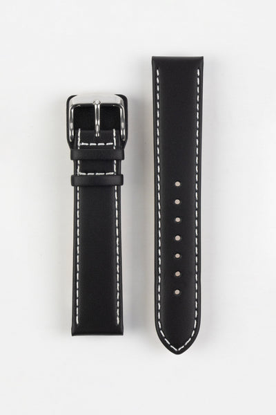 Di-Modell DENVER Calf Leather Watch Strap in BLACK / WHITE