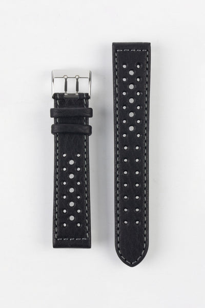 Di-Modell RALLYE Waterproof Sport Leather Watch Strap in BLACK