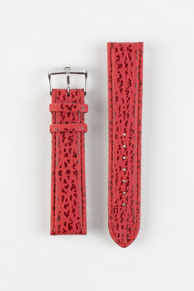Di-Modell SHARKSKIN Waterproof Leather Watch Strap in RED