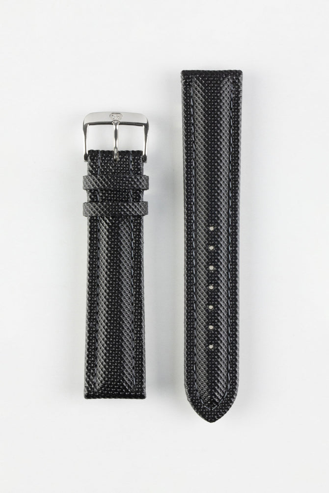 Di-Modell TRAVELLER PU Coated Nylon Waterproof Watch Strap in BLACK