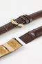 Hirsch DUKE Open Ended Alligator Embossed Leather Watch Strap in BROWN