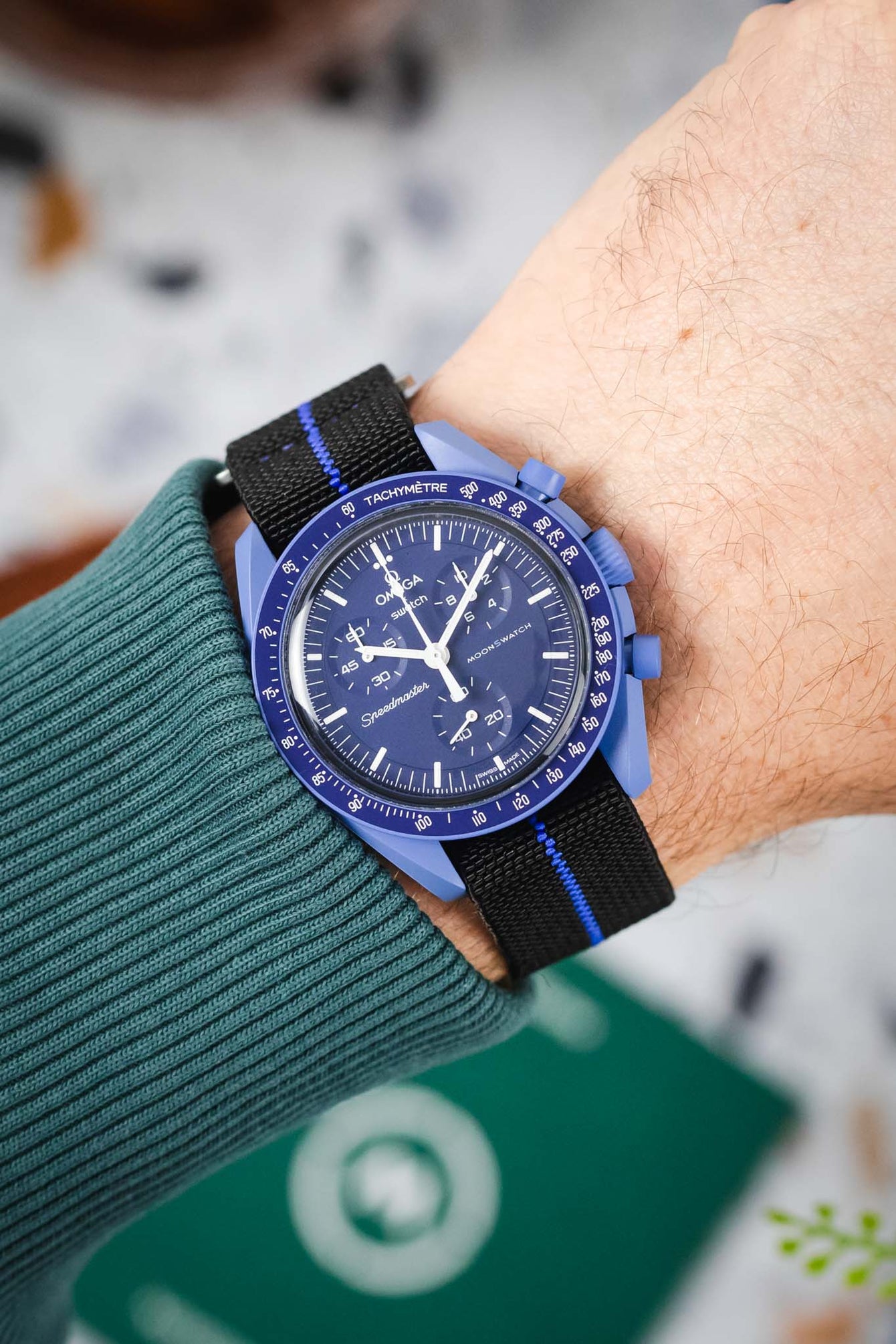 Erika's Originals BLACK OPS MN™ Strap with ROYAL BLUE Centerline BRUSHED Hardware 18mm/18mm inch