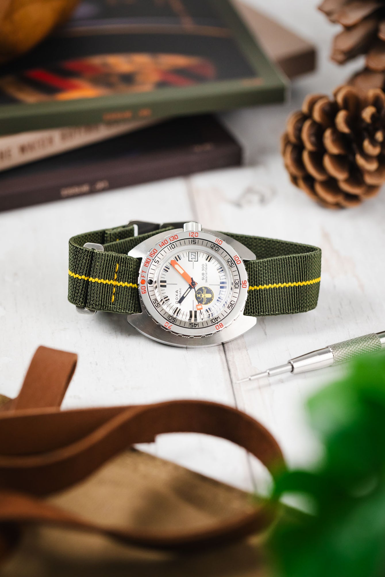 Erika's Originals ORIGINAL MN™ Strap with YELLOW Centerline - BRUSHED Hardware