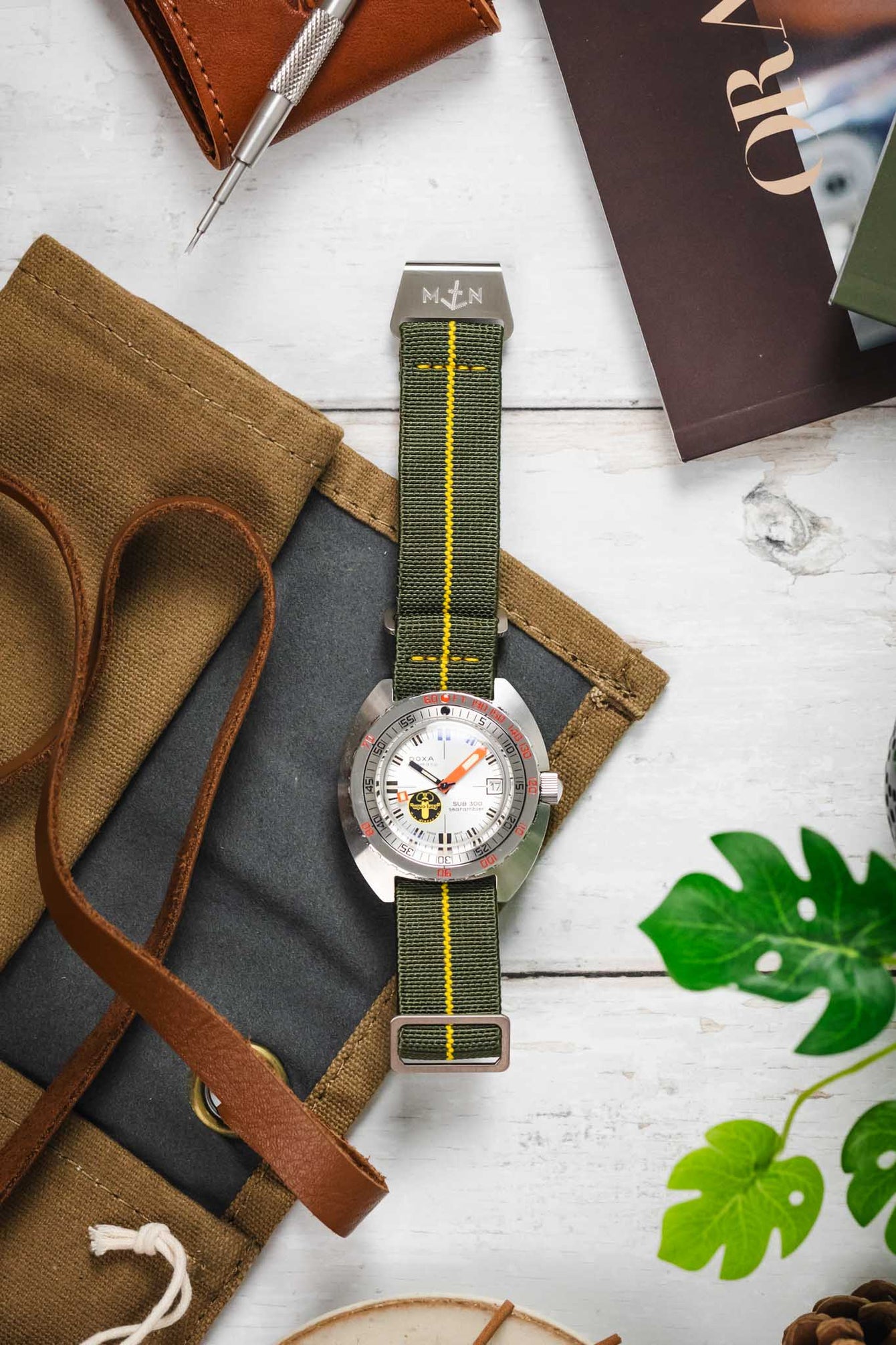 Erika's Originals ORIGINAL MN™ Strap with YELLOW Centerline - BRUSHED Hardware