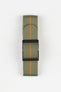 ELLIOT BROWN Webbing Watch Strap in GREY GREEN with BURNT ORANGE Stripe and GUNMETAL PVD Buckle