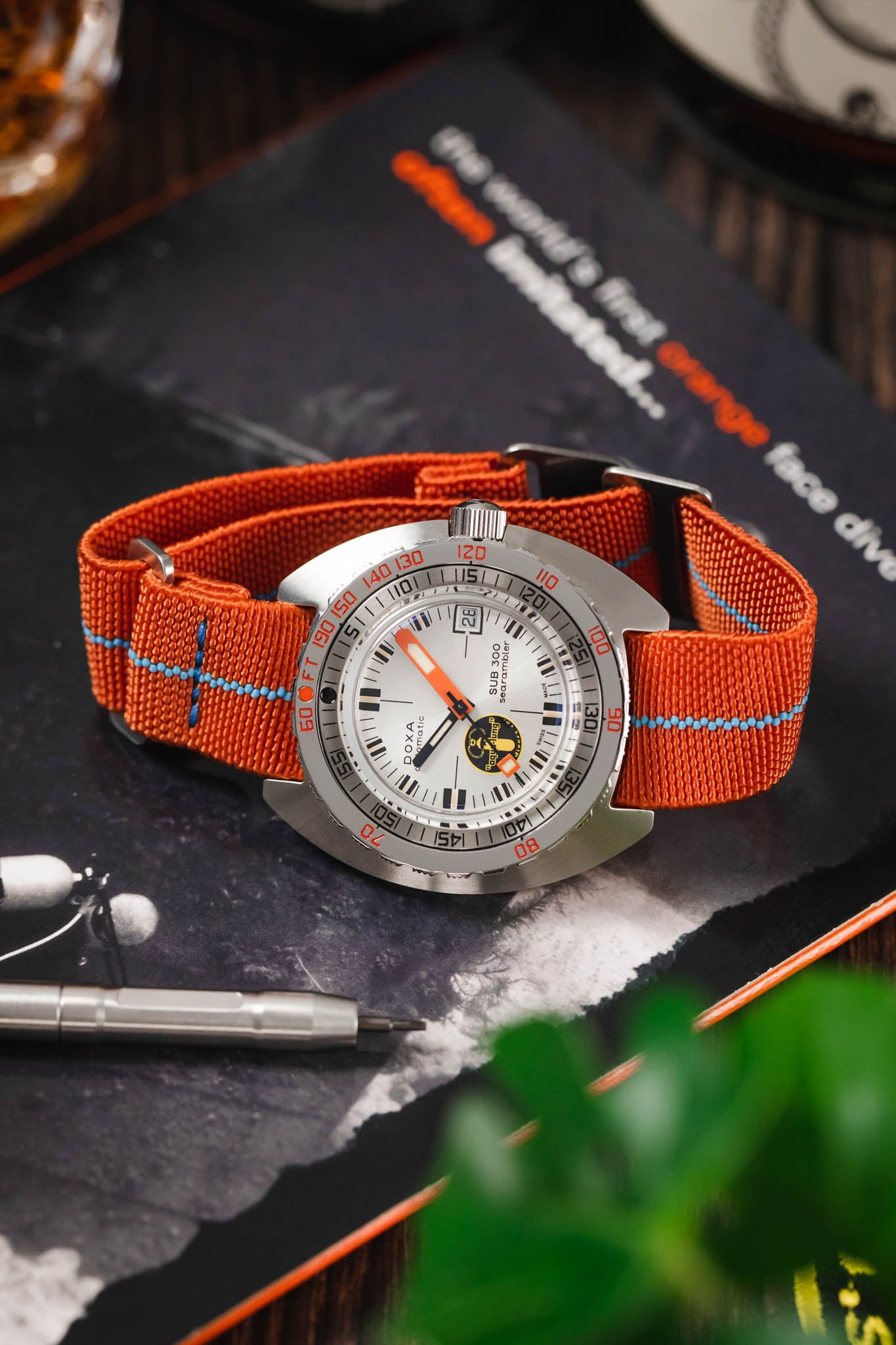 Erika's Originals ORANGE MN™ Strap with TURQUOISE Centerline Stitch