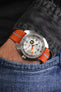 Erika's Originals ORANGE MN™ Strap with TURQUOISE Centerline - BRUSHED Hardware