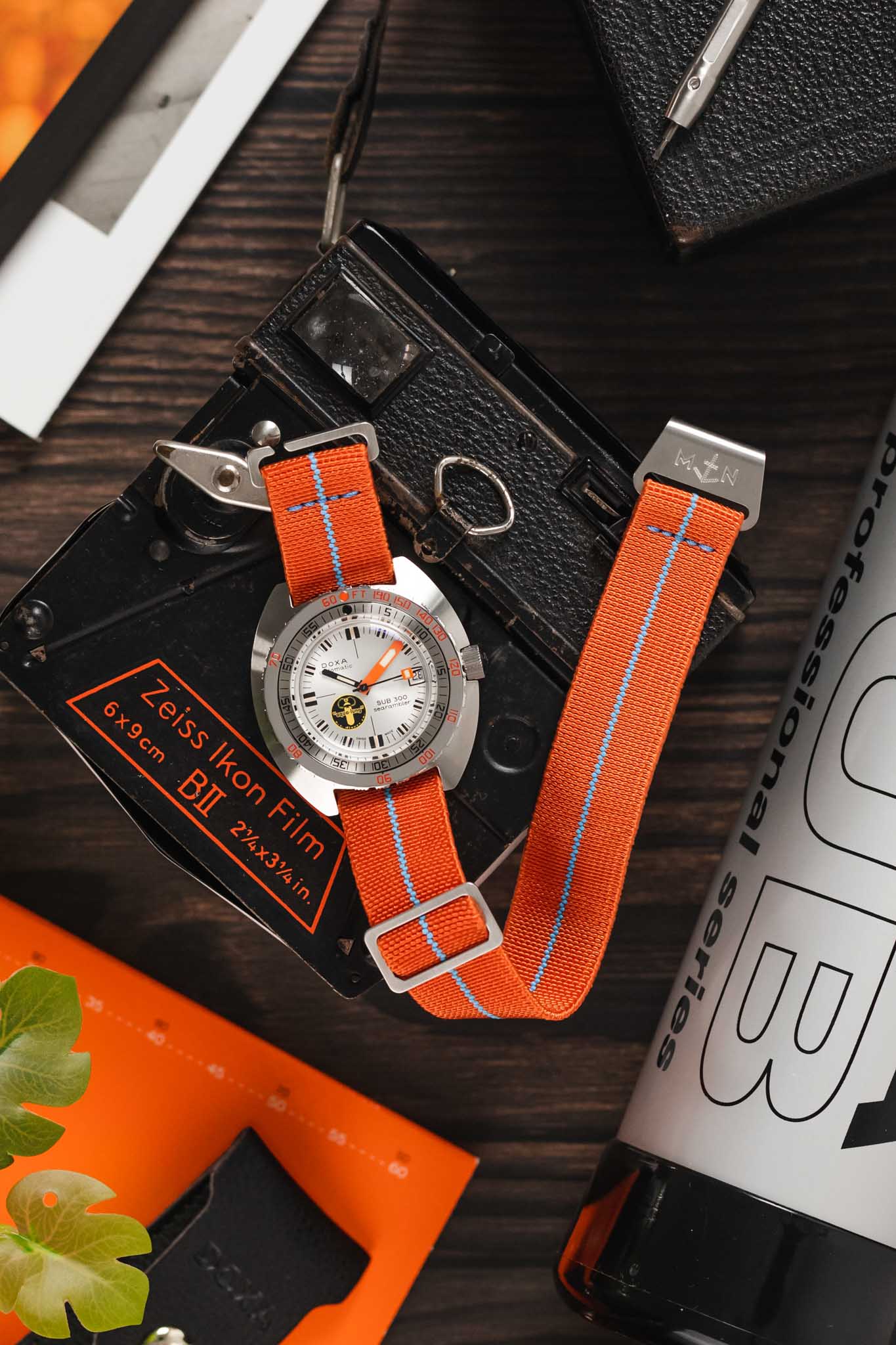 Erika's Originals ORANGE MN™ Strap with TURQUOISE Centerline Stitch