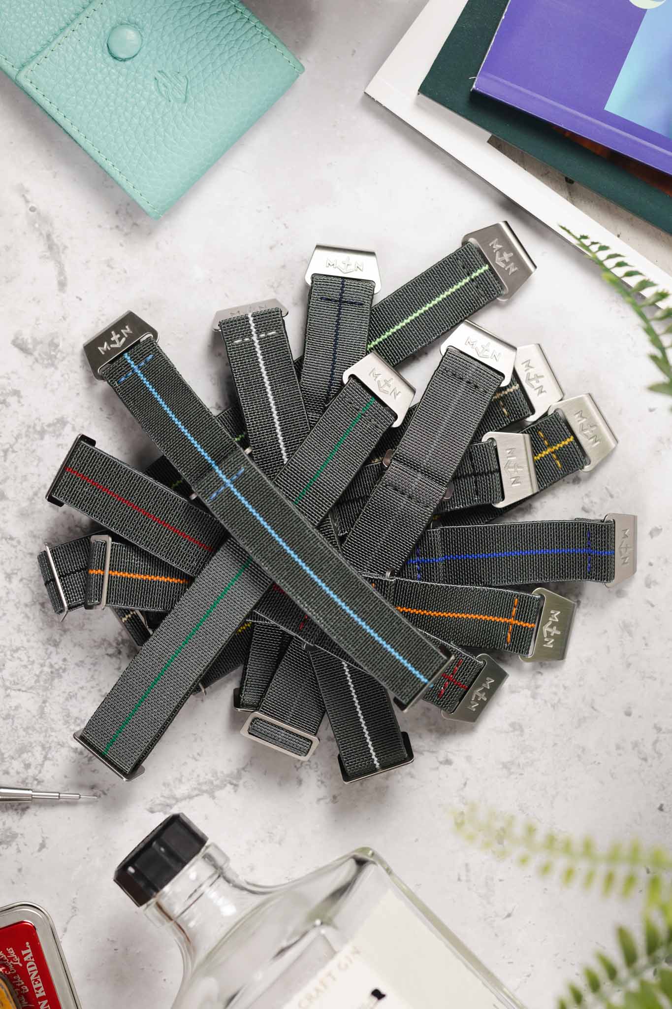 美品Her lip to Pin-Stripe Belted〜gray Erika's Originals Marine Nationale Watch Strap in Grey – Watch