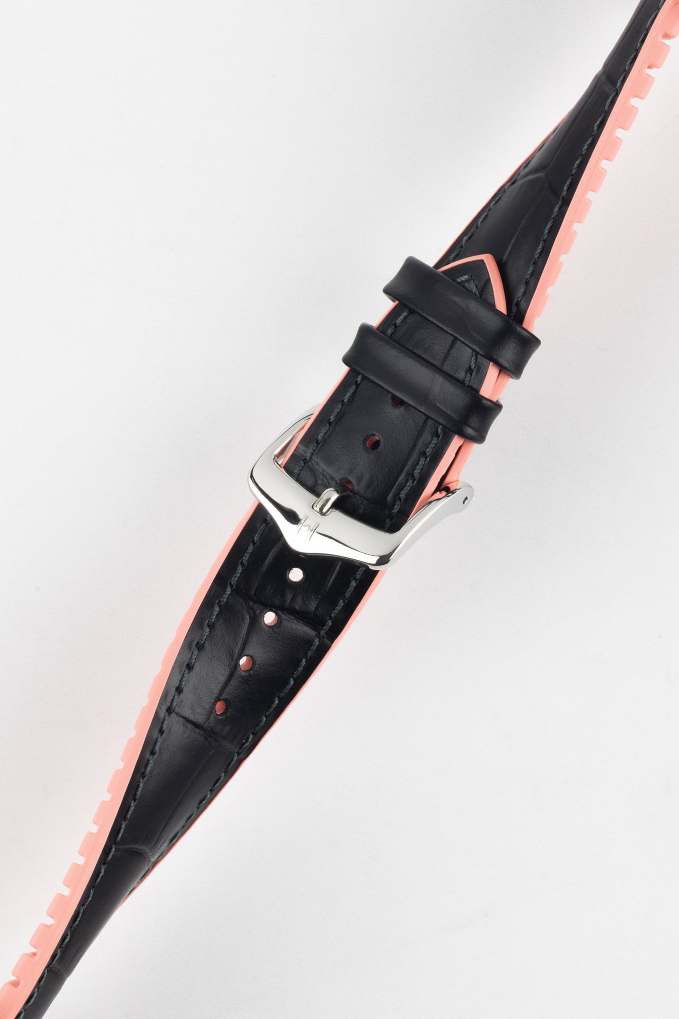 Hirsch ANDY Performance Watch Strap in BLACK & SALMON