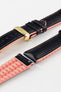 Hirsch ANDY Performance Watch Strap in BLACK & SALMON