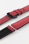 A burgundy Hirsch Arne Animal-Free Sailcloth Effect Performance Watch Strap is displayed on a white background, showcasing the strap's full length and a matte black pin buckle. The textured sailcloth-like material of the strap is also clearly visible.
