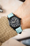 Hirsch ARNE Sailcloth Effect Performance Watch Strap - ICE BLUE/BLACK