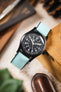 Hirsch ARNE Sailcloth Effect Performance Watch Strap - ICE BLUE/BLACK