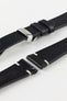 Polished sport deployant clasp option for Hirsch Bagnore vintage leather two-stitch watch strap.