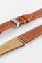 Quick release of gold brown hirsch bologna watch strap and polished silver sport deployment clasp