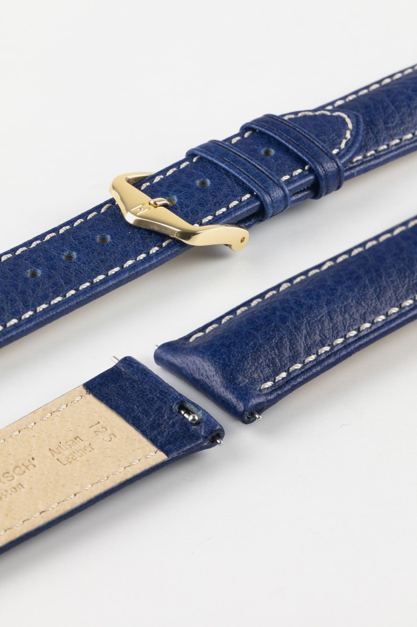 Buffalo Leather Quick-Release Watch Strap - Hirsch Boston, Blue