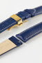Hirsch Boston Blue strap with a Gold Push Button Deployment clasp. Buy premium Hirsch watch straps online.
