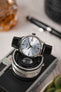 Hirsch CROCOGRAIN NQR Crocodile Embossed Leather Watch Strap in BLACK