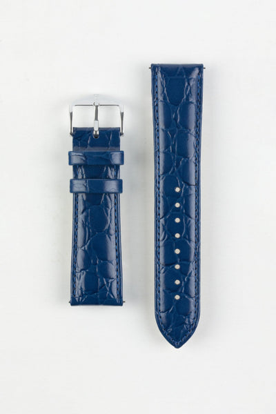 Bracelet De Montre HIRSCH En Cuir Croco Bleu Taille 16 - Neuf Sans étiquettes