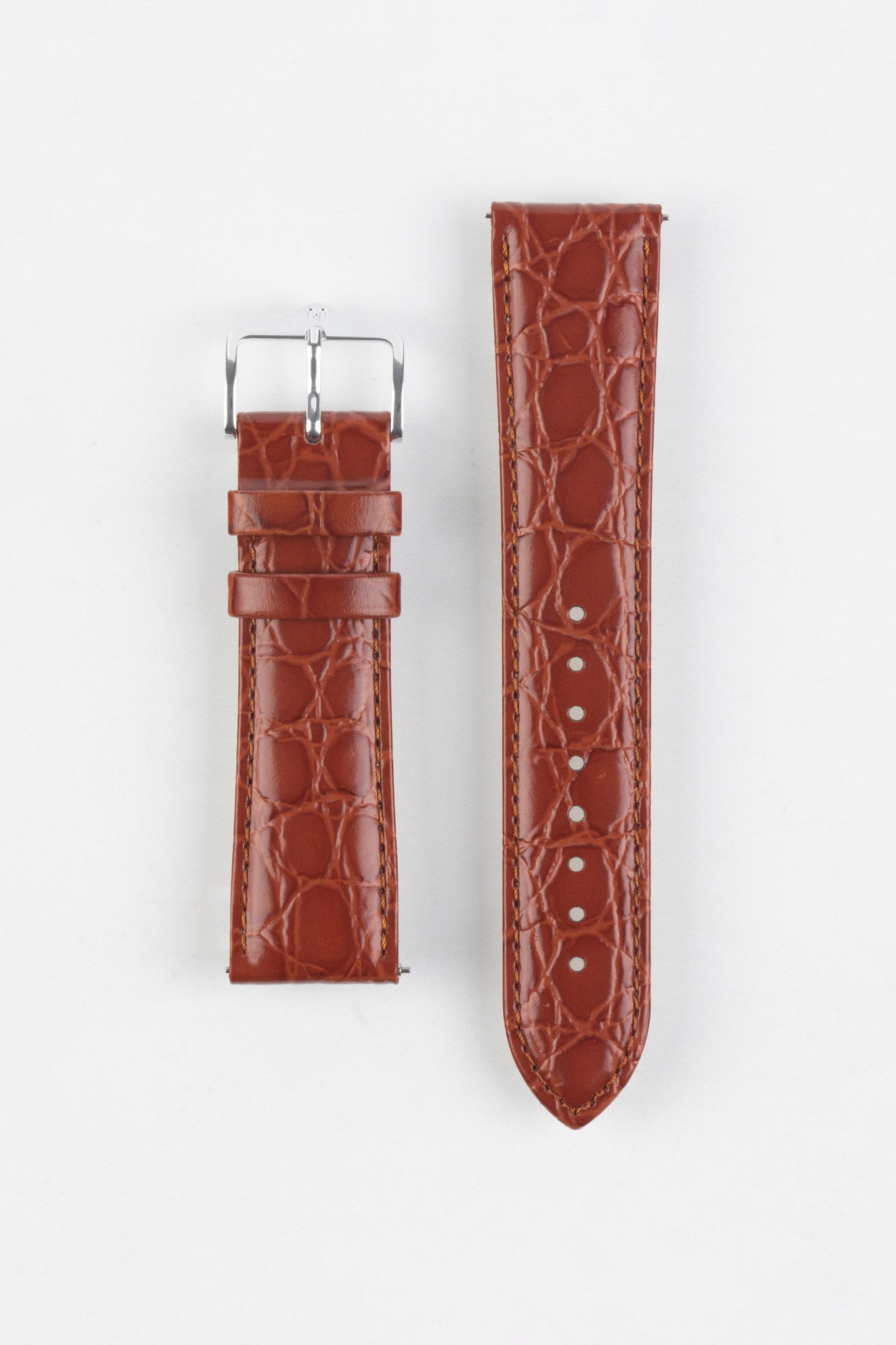 Hirsch Crocograin | Golden Brown Embossed Leather Strap |HS