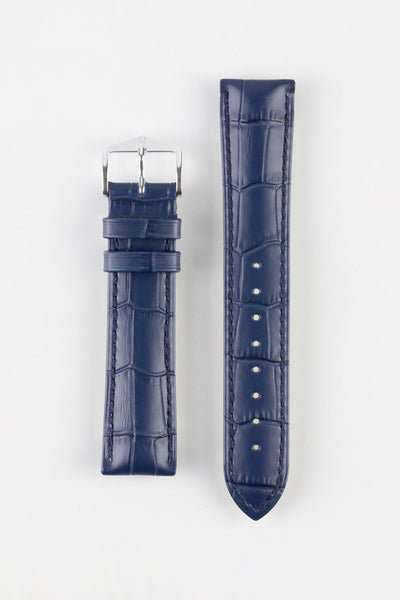 Hirsch DUKE NQR Alligator Embossed Leather Watch Strap - BLUE