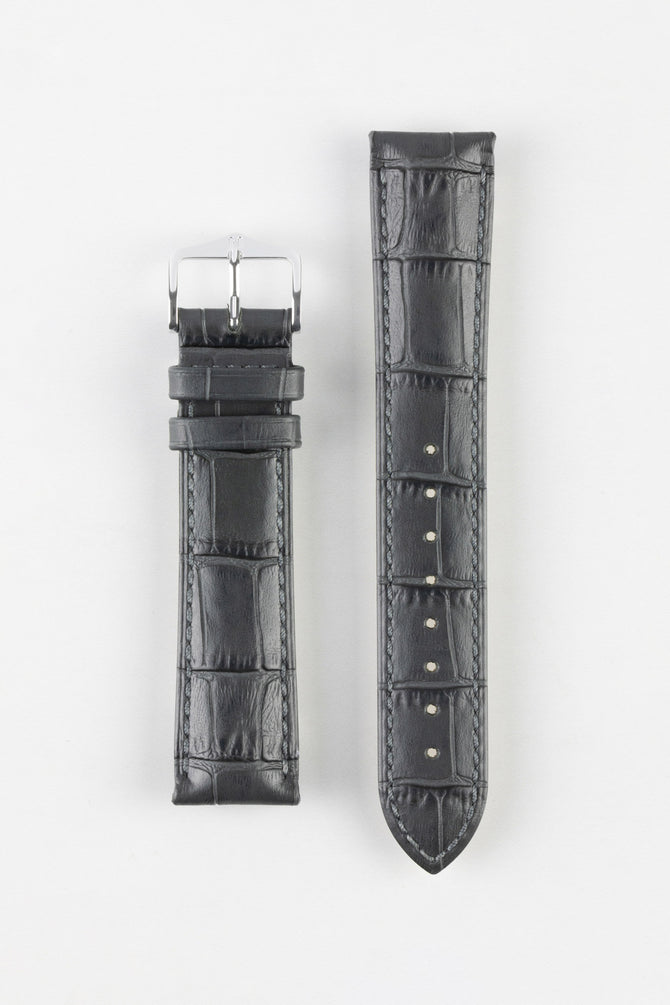 Hirsch DUKE NQR Alligator Embossed Leather Watch Strap - GREY