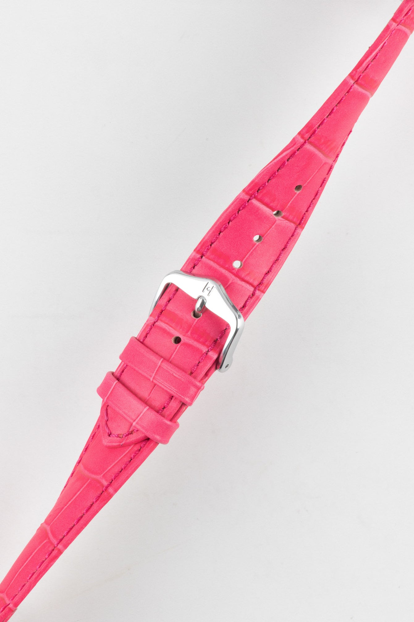 Hirsch DUKE Alligator Embossed Leather Watch Strap in HOT PINK