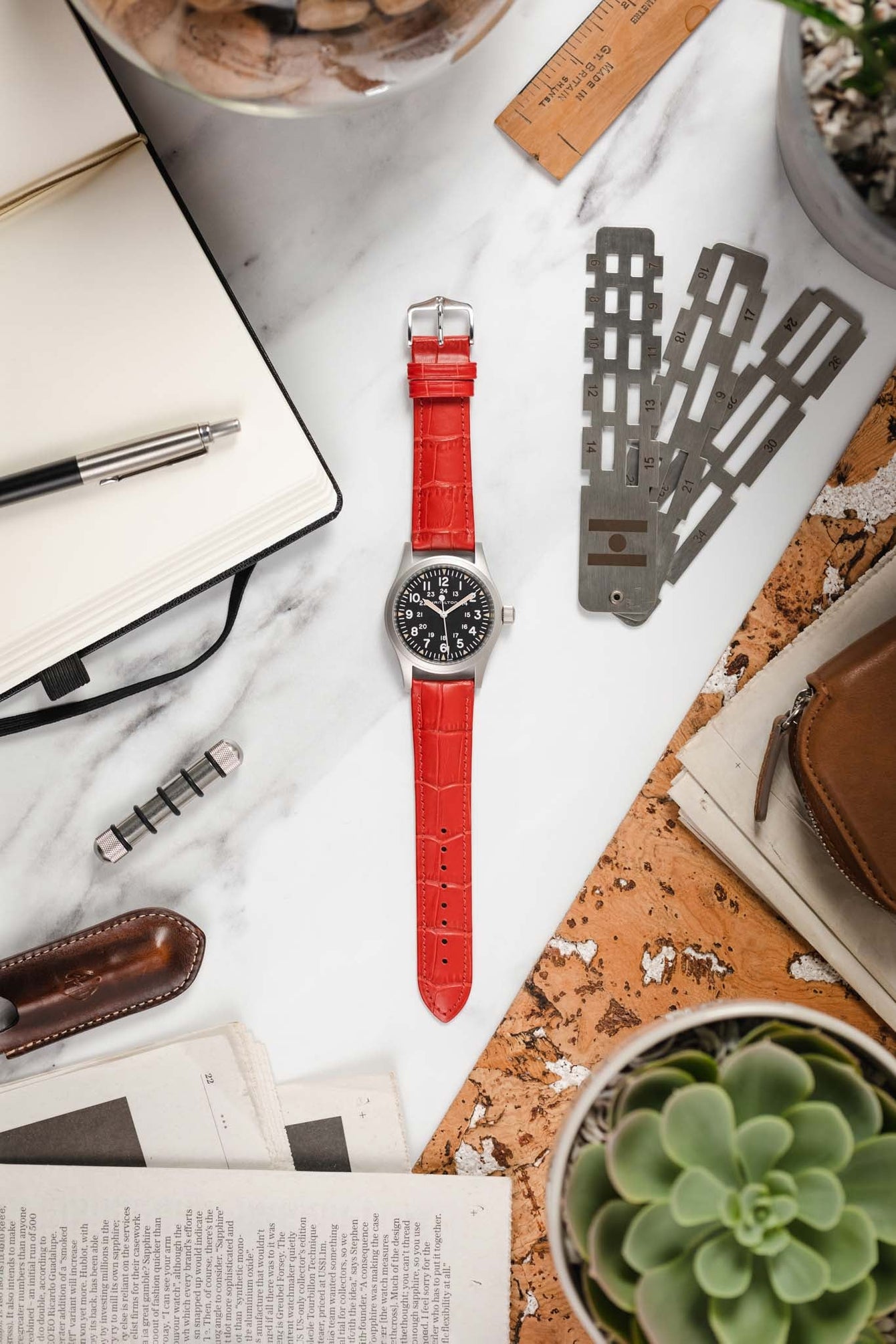 red leather strap