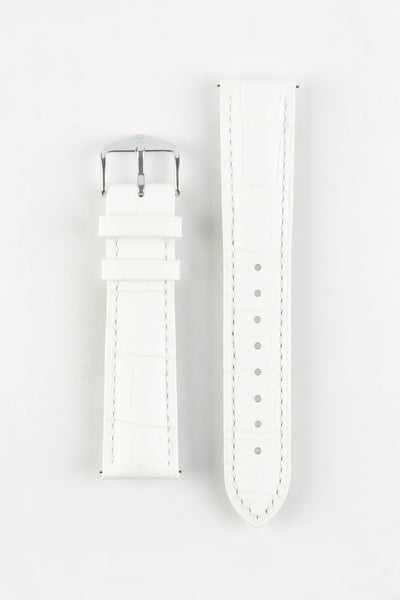 Hirsch DUKE White Alligator Embossed Quick-Release Leather Watch Strap