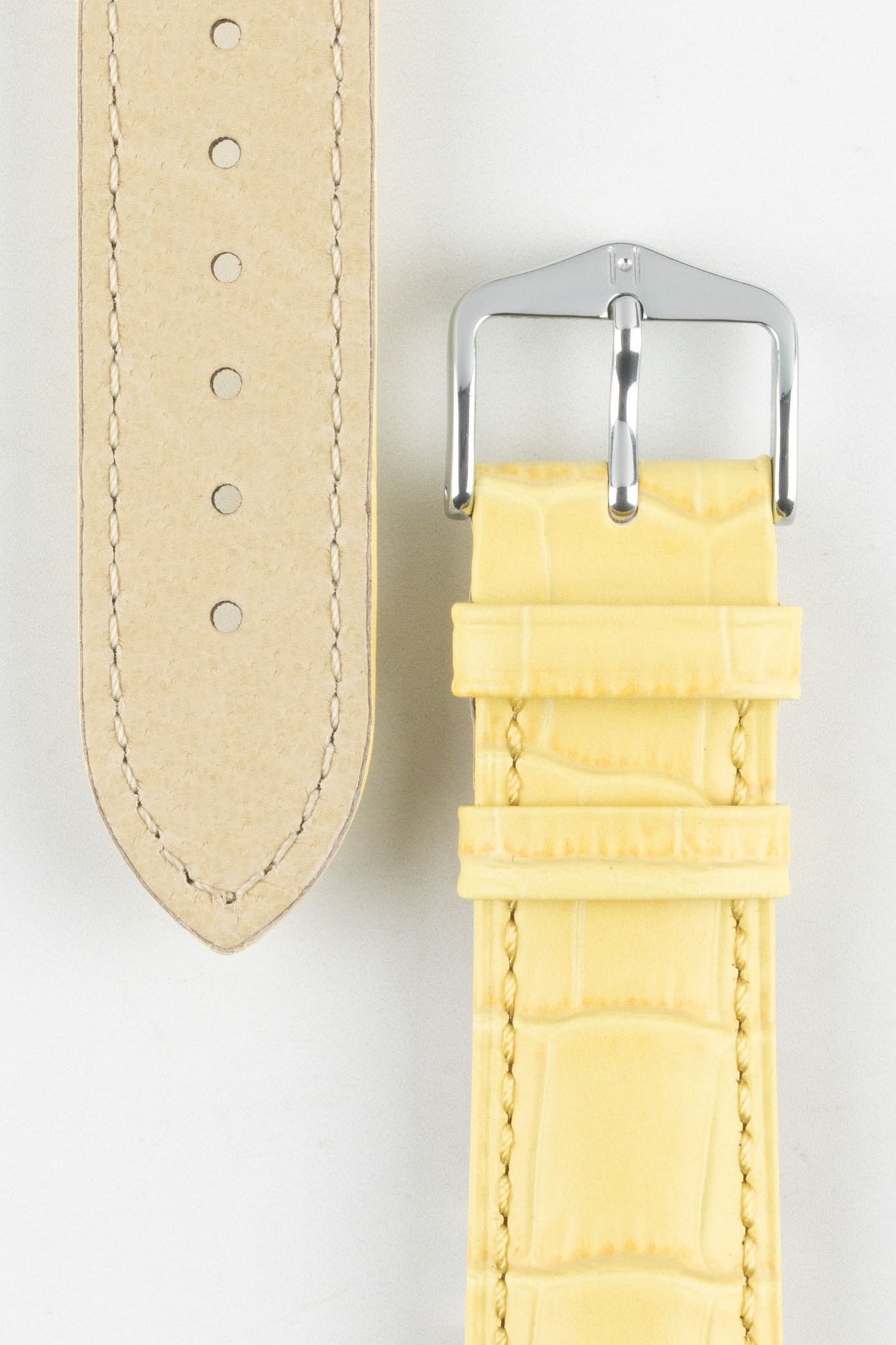 Hirsch DUKE Alligator Embossed Leather Watch Strap in YELLOW