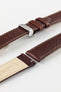 HIRSCH Forest brown quick-release strap detail with a silver deployment clasp for security and convenience.
