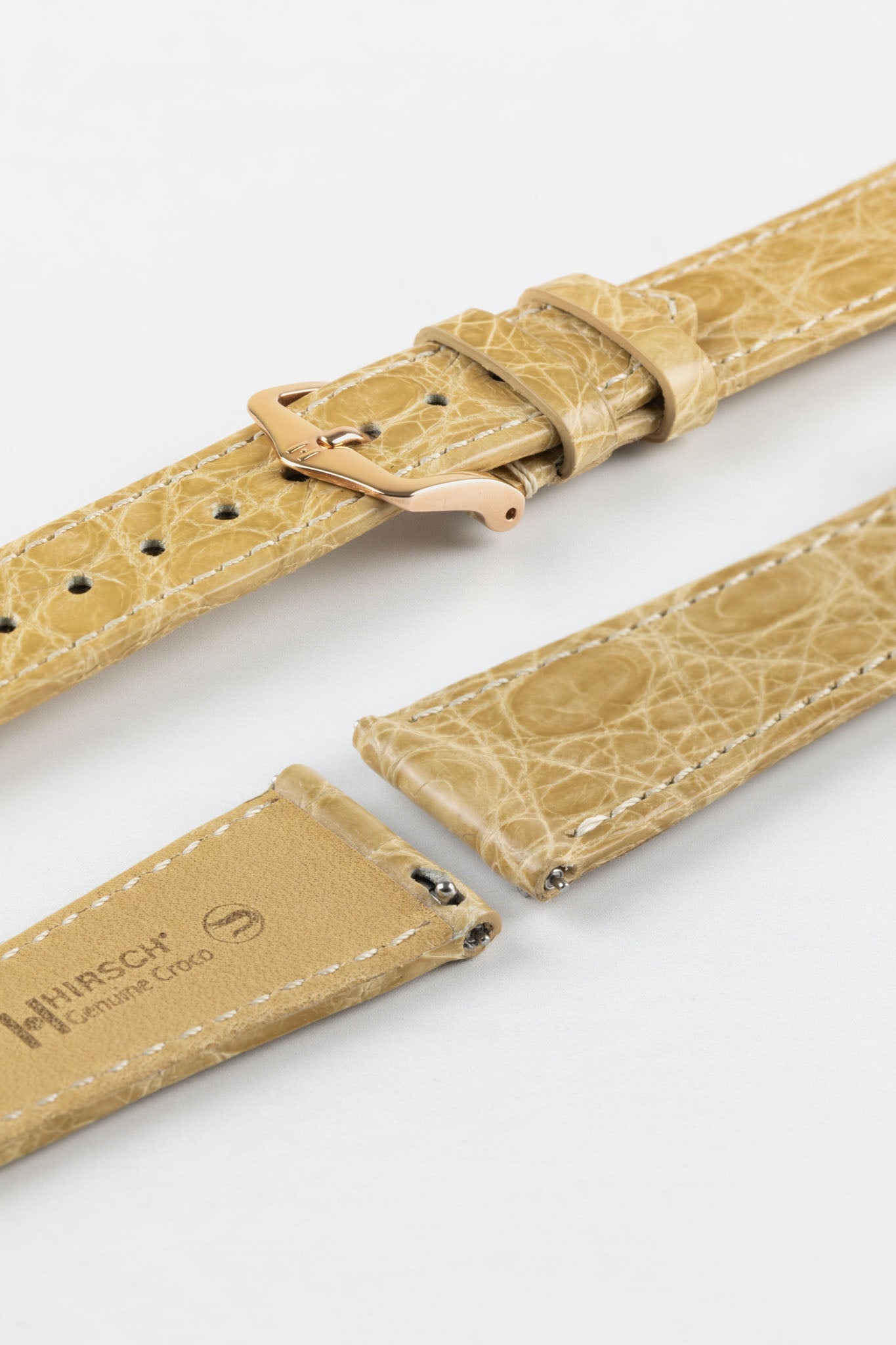 Hirsch Genuine Crocodile Watch Strap | Beige | HirschStraps