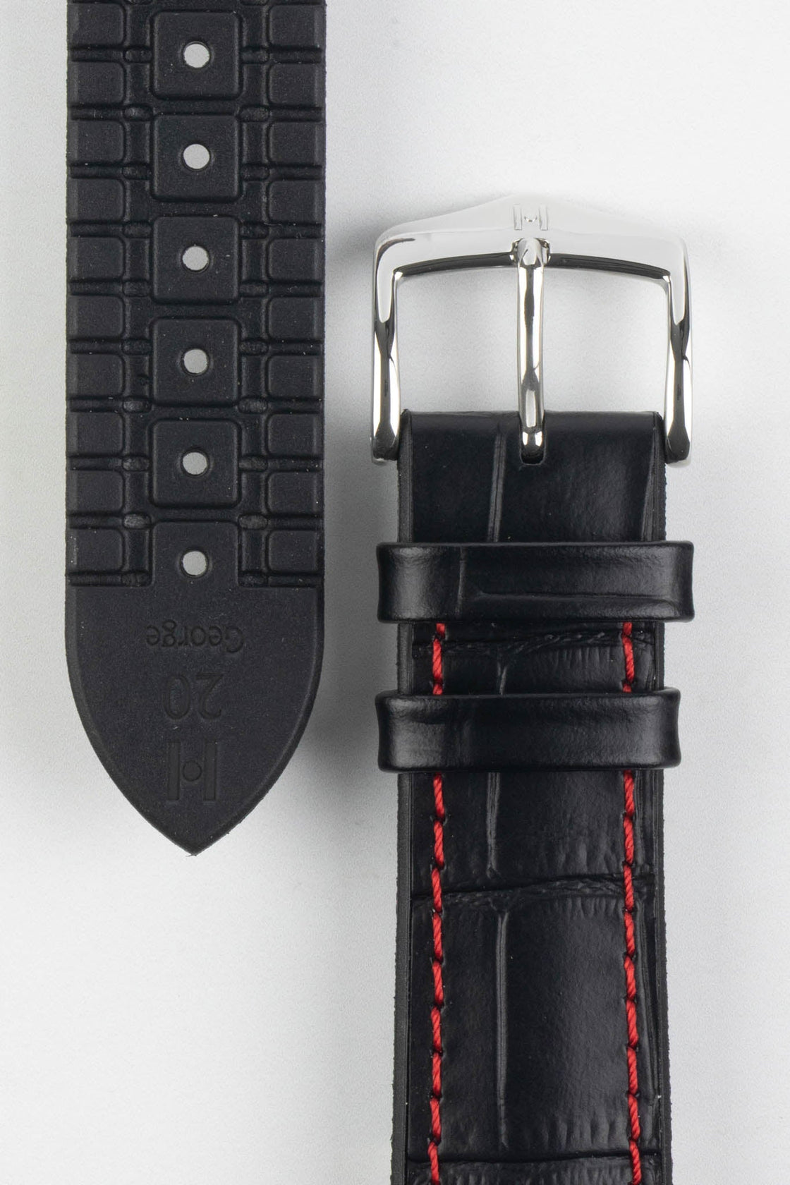 Hirsch George Alligator Watch Strap | Black & Red | HirschStraps ...