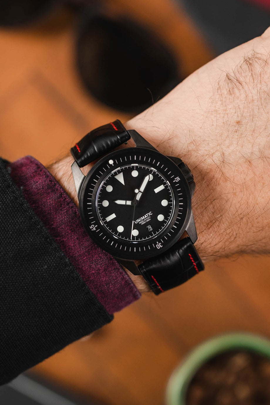 Hirsch George Alligator Watch Strap | Black & Red | HirschStraps ...