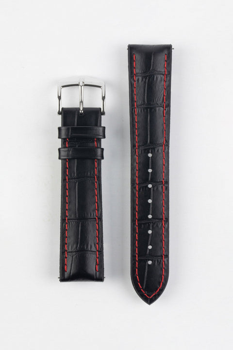Hirsch George Alligator Watch Strap | Black & Red | HirschStraps ...