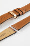 Hirsch Giffone gold brown leather strap paired with a rose gold sport deployment clasp and quick-release pins.