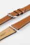 Hirsch Giffone gold brown leather strap with quick-release spring bars and a traditional silver pin buckle.