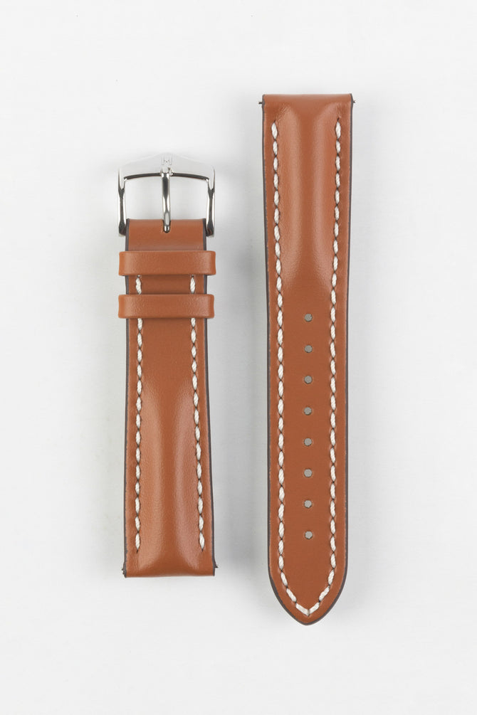 Hirsch Heavy Calf Leather Watch Strap Water-Resistant in GOLD BROWN