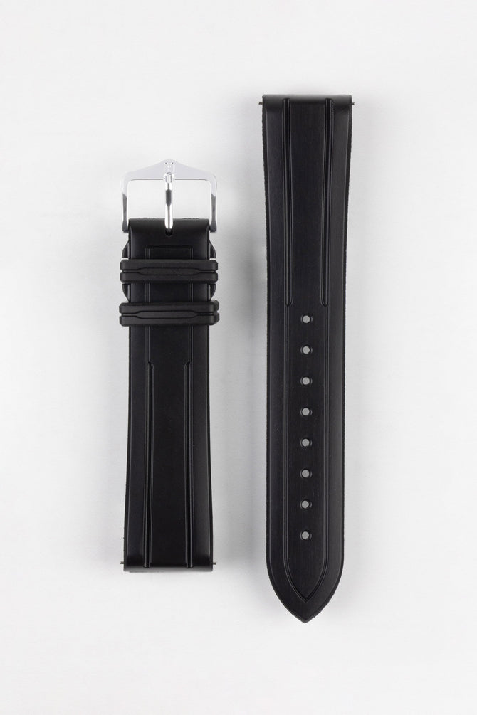 Hirsch HEVEA Natural Rubber Waterproof Watch Strap in BLACK