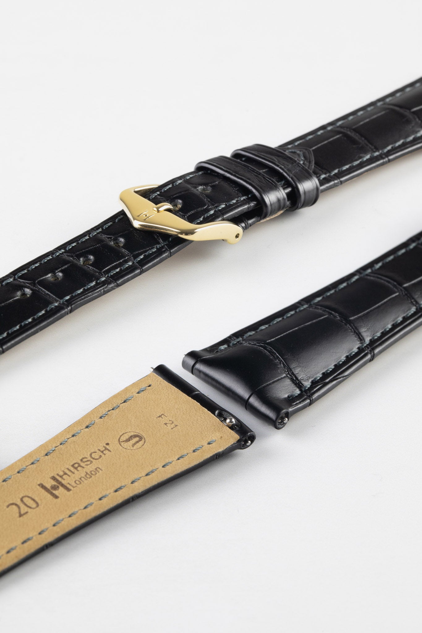 Hirsch Alligator Leather Watch Strap | Black | WatchObsession UK