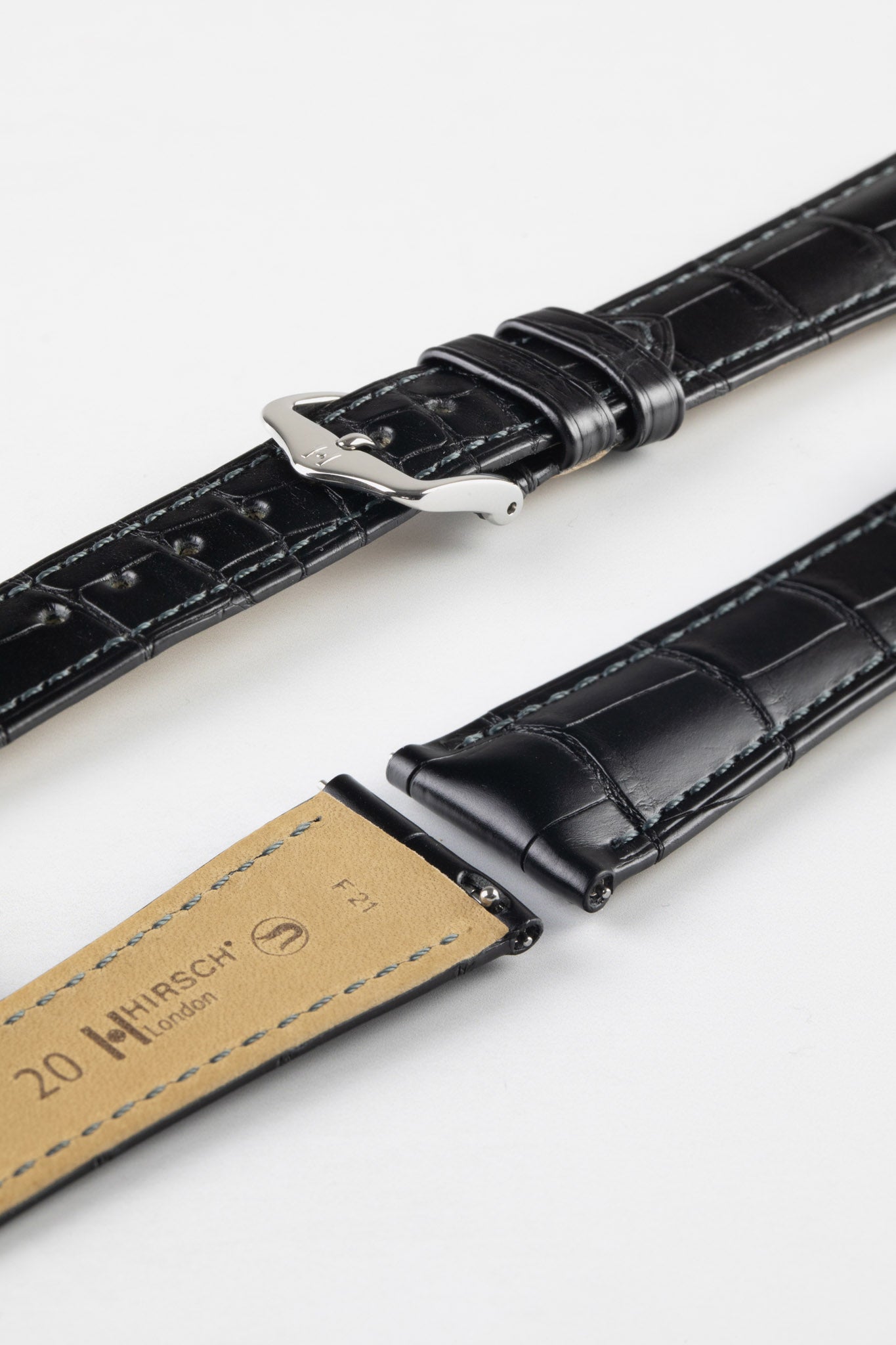 Hirsch Alligator Leather Watch Strap | Black | WatchObsession UK