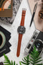 Hirsch LONDON Lizard Leather Watch Strap in GOLD BROWN