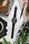 Hirsch LONDON Shiny Alligator Leather Watch Strap in BLACK