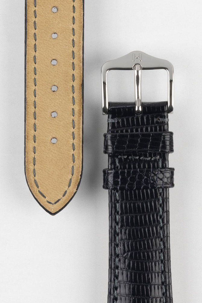 Hirsch LONDON Black Lizard Leather Watch Strap