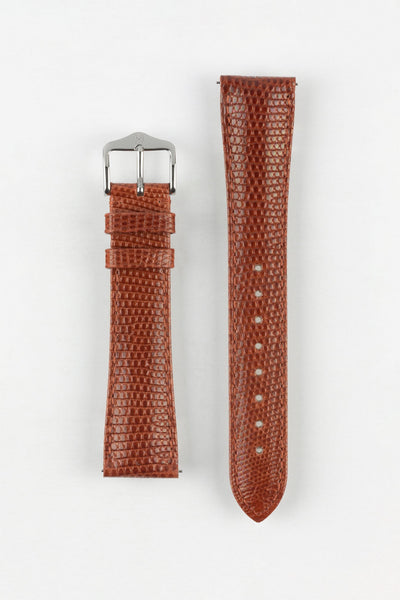 Hirsch LONDON Lizard Leather Watch Strap in GOLD BROWN